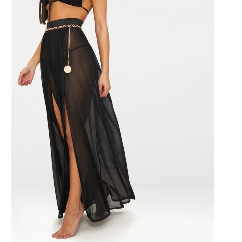 PrettyLittleThing Black Sheer Skirt